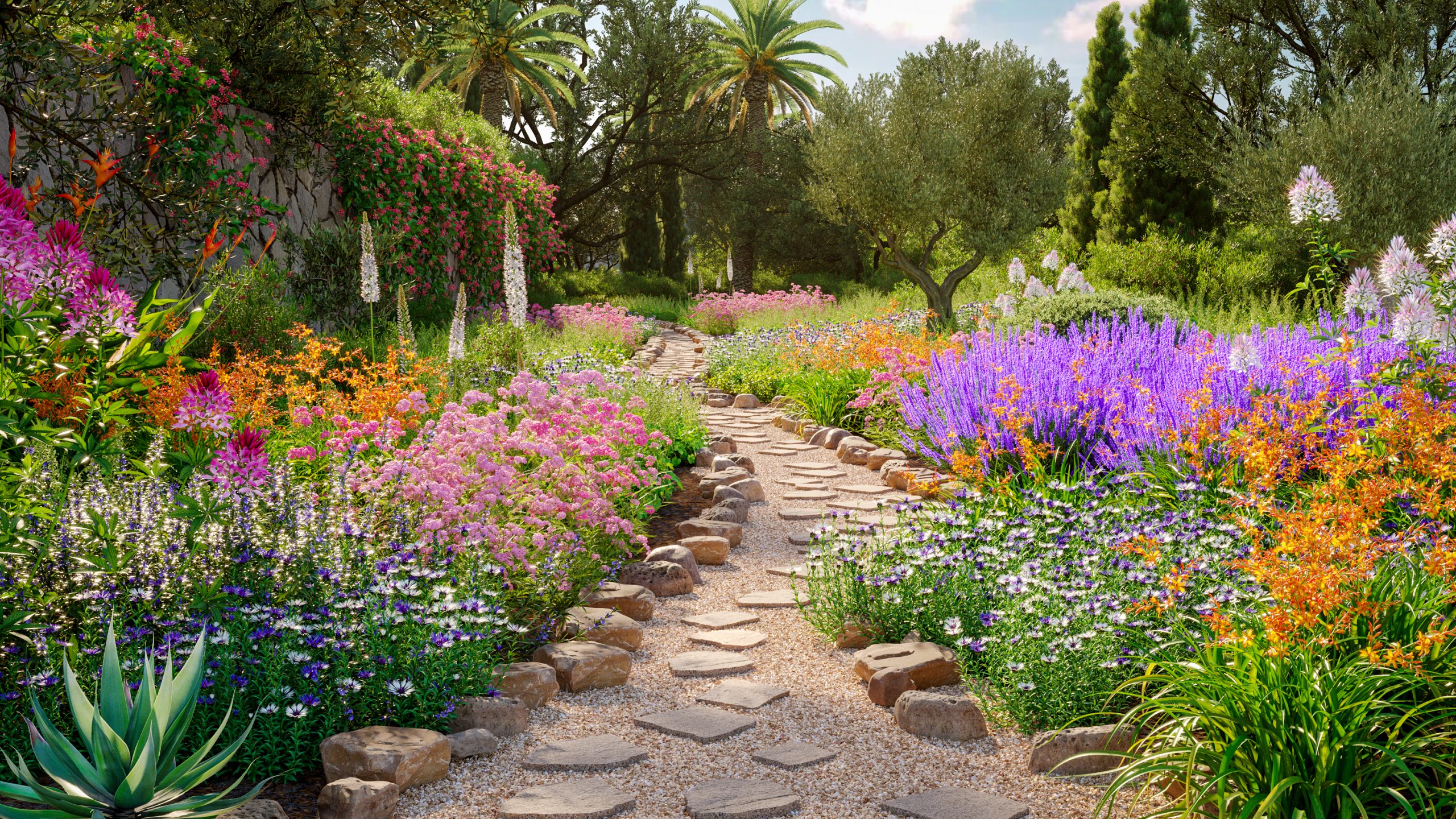 Mediterranean flower garden